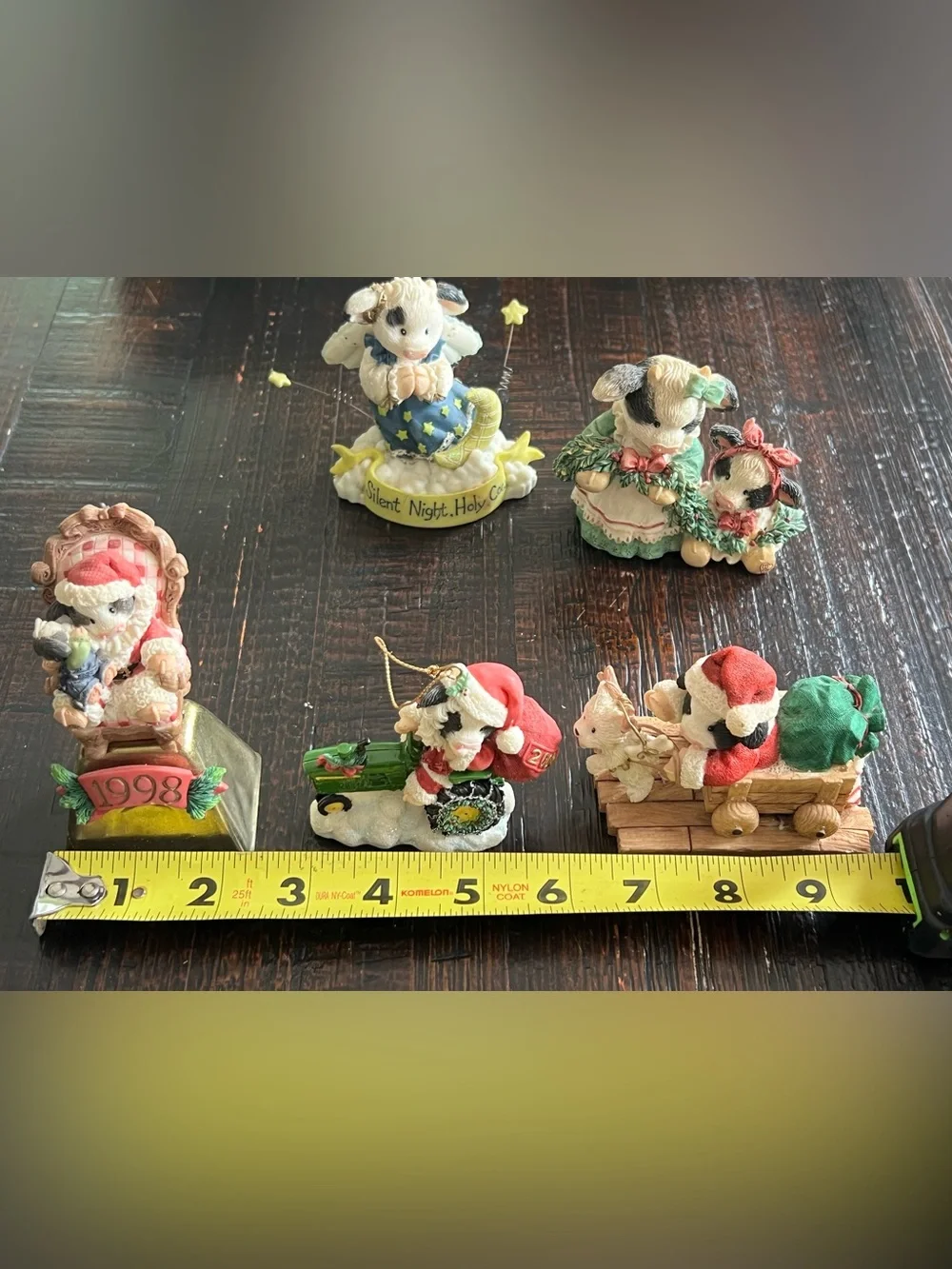 Vintage Enesco Mary's Moo Moos Christmas & Winter Figurine Lot of 5